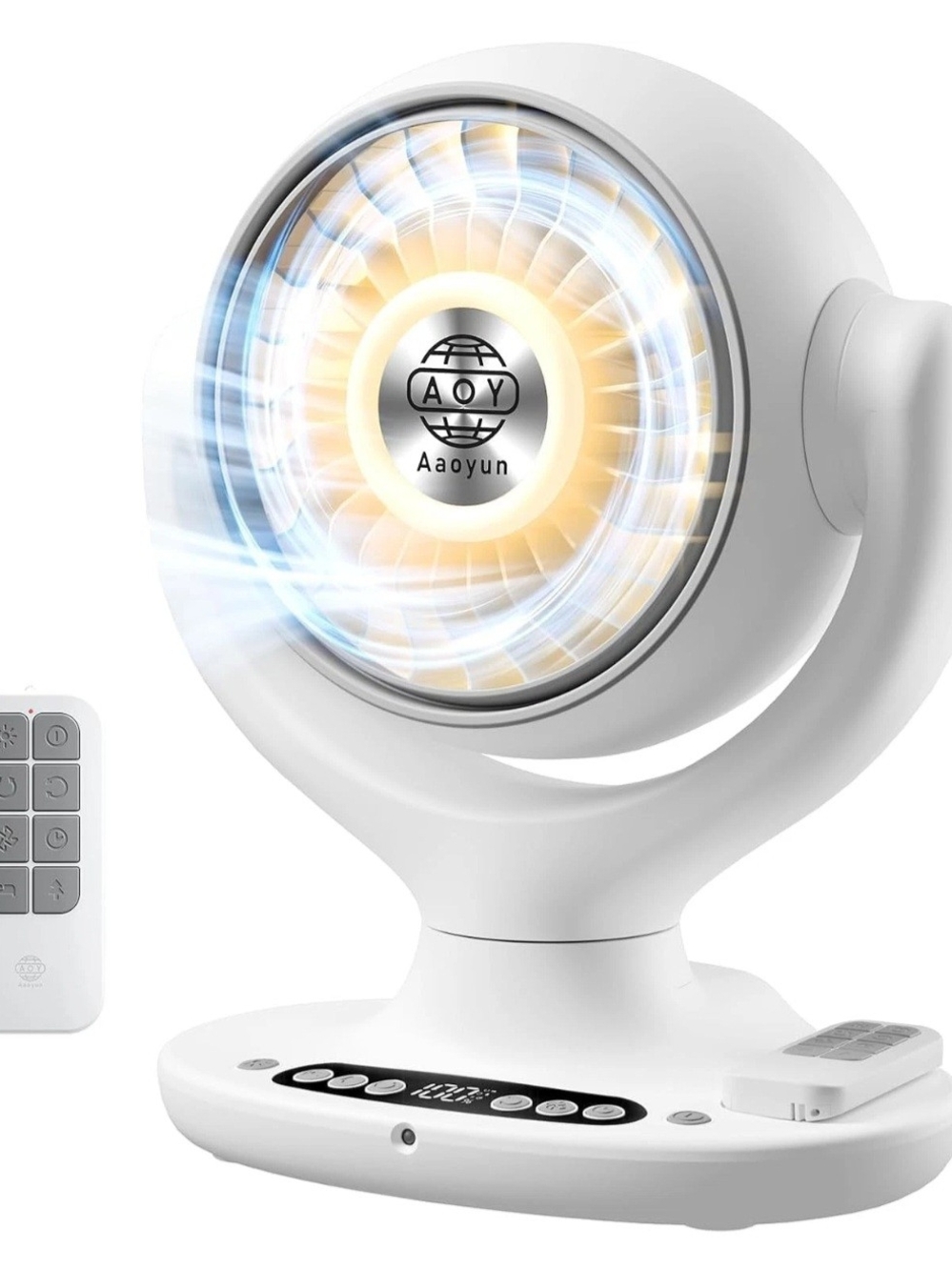 Wireless Rechargeable Portable Desk Fan with remote LED light and 8 speeds